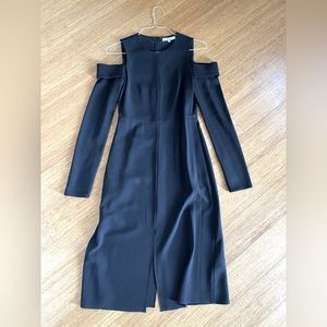 Tibi size 4 midi dress with exposed shoulders and front and back slots